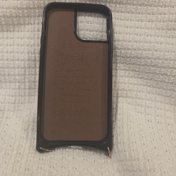 Coach Signature Brown IPhone Case with Gold Zipper - Picture 3 of 3